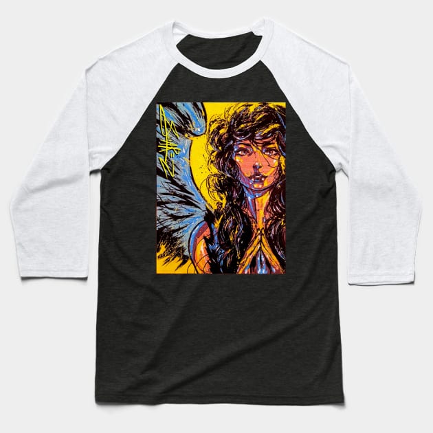 Angel Baseball T-Shirt by SuarezArt